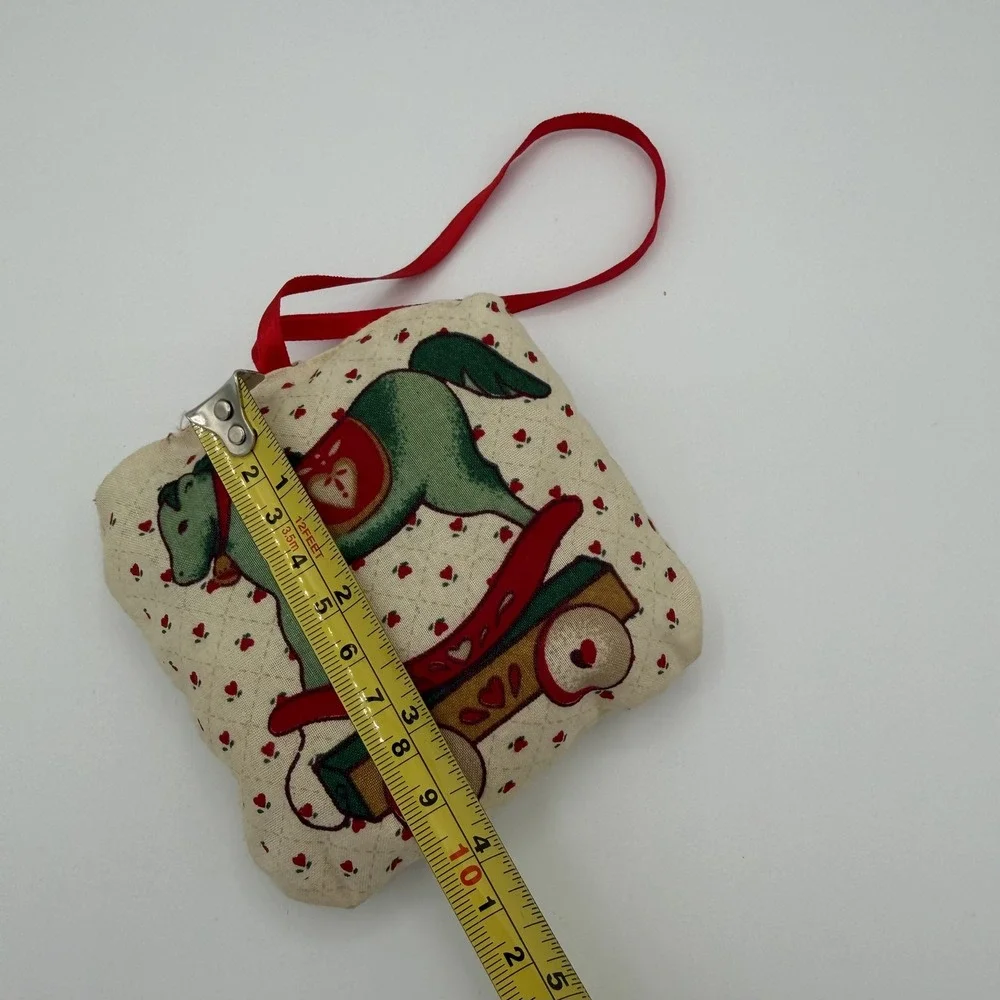 VTG‎ Handmade Fabric Ornament Rocking Horse Heart Cozy Country Christmas Decor